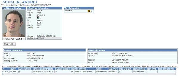 Arrested conspirator Andrey Shuklin, currently being held in jail in Ohio.