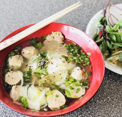 Meatball noodle soup