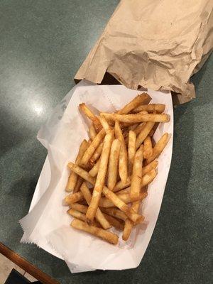 Looks like someone in the kitchen ate half of our fries...