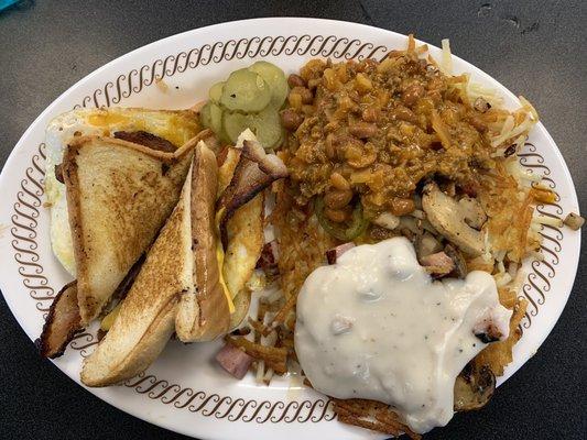 Texas Bacon, Egg, and Cheese Plate with Hash Browns All the Way (10/2023)