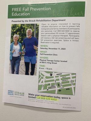 Fall Prevention Education on 11/10/23