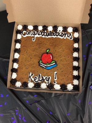 We ordered a graduation cake and congratulations is misspelled and so is Kelsey. Very disappointed in the quality