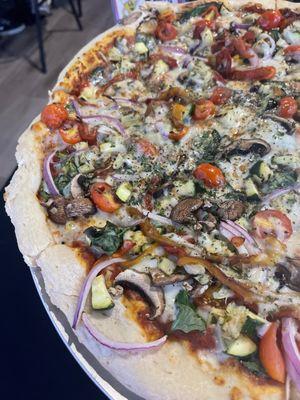 Our veggie pizzas with house prepped topping none can compare if you're serious about vegging out!