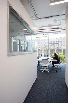 This cluster of 3 dedicated workstations overlooks downtown Long Beach.