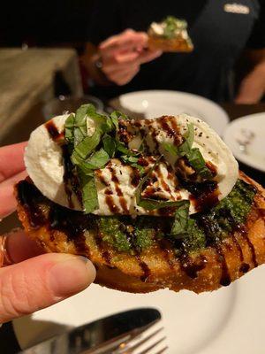 Garlic and burrata crostini