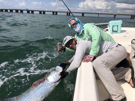 A bucket list tarpon with a gnarly scar!