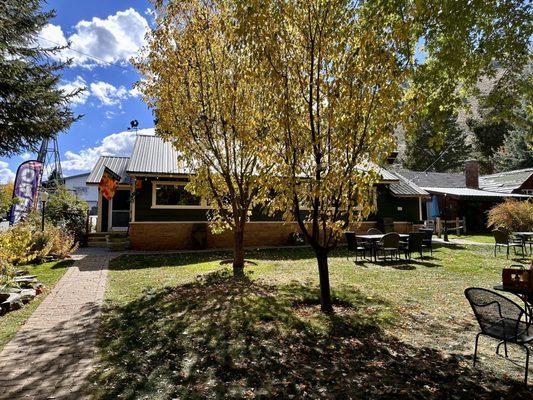 Basin Cafe entrance, shows area where you can eat outside.