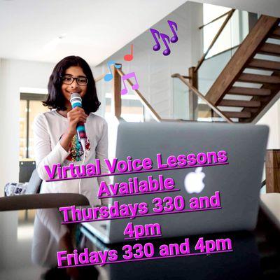 Virtual Voice lessons are available for students ages 6 to adults.