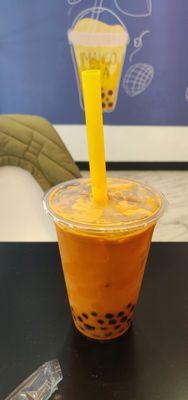 Thai iced black tea with Boba