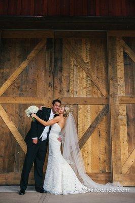 newlyweds at the barn Martis Camp image by anniexphoto.com