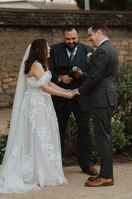 Jack laughing and telling my husband he put my ring on the wrong finger!