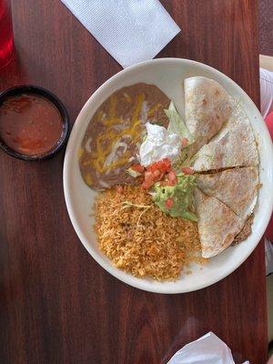 Beef quesadilla combination plate