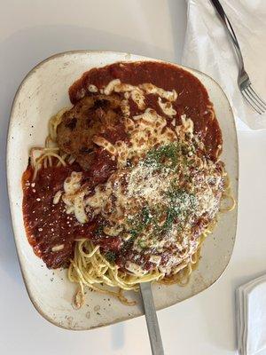 Chicken parmigiana!  Very filling