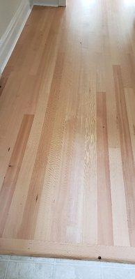 Golden Cascade Installation in 8-2018: Reclaimed Fir vertical grain called "Golden Cascade" - Natural in color (no stain) with matte finish