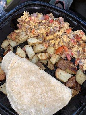 Miltons scramble!! so yummy, replace toast with corn tortillas!