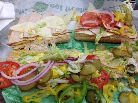 I have never had a bad subway sandwich till now. The sandwich had so much mayo mustard, and HAIR.