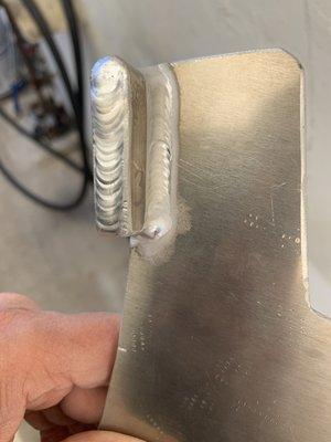 Nice weld in 1/4" Aluminum plate. prototype