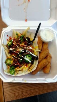 Wicked fries and mozzarella sticks! Very good!