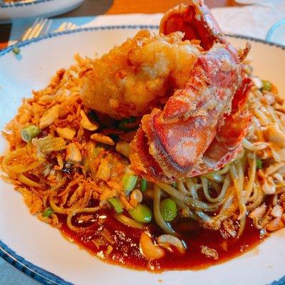 Kung Pao Noodles with Crispy Lobster Tails