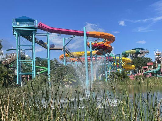 View of Solar Vertex Water Slide from weekend back parking lot nose Bleeds, Adventure Island, Tampa