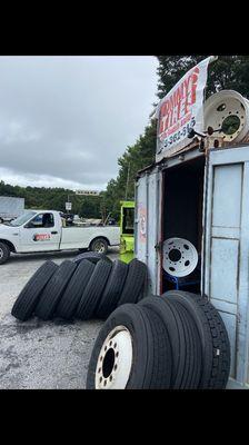 Newly-used truck tires and rims