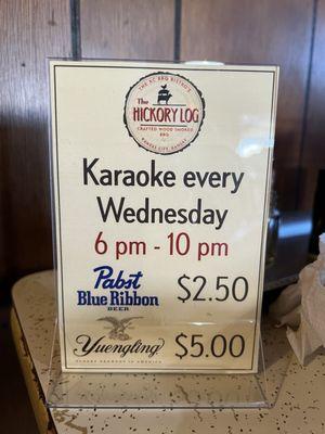 Karaoke every other Wednesday!!