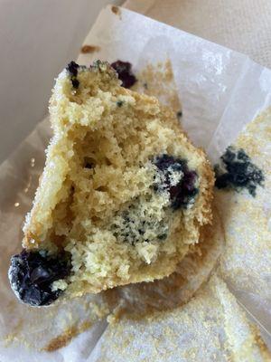 Inside of my delicious blueberry muffin