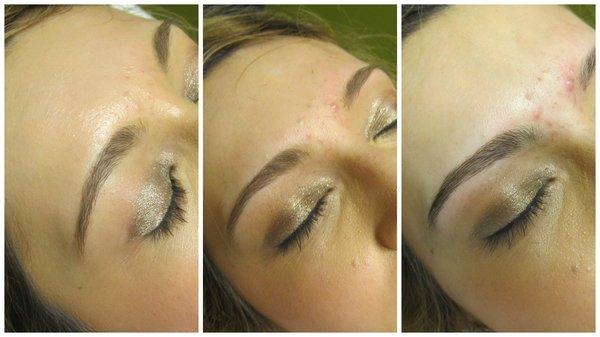 threading and natural tinting.  1. before threading and tinting 2. after threading 3. after tinting and threading