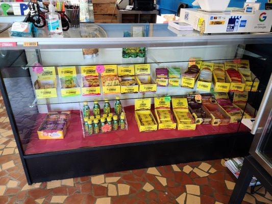 We have a great selection Honey Stinger nutrition and Pickle Power juice!