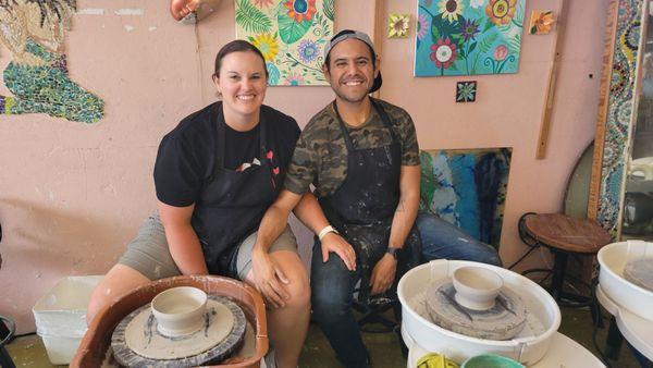 Had a great time making this clay bowl with my wife, at the wheel, surrounded by amazing art pieces