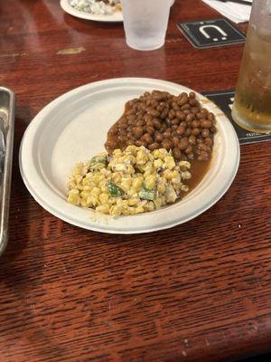 Corn salad and baked beans