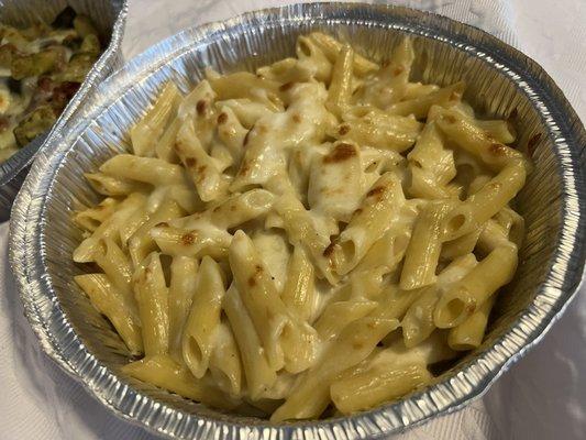 The cheesy Alfredo pasta.Boil some penne and add canned sauce for the same effect to save yourself a lot of money.