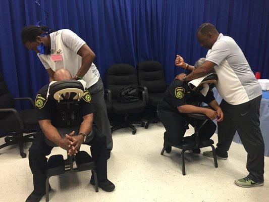 Trigger point chair massage for Dallas County Sheriff Dept.