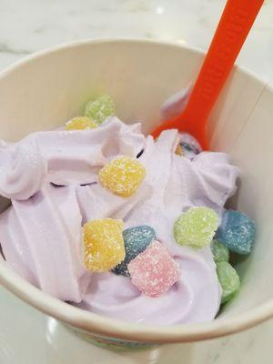 Taro with rainbow mochi