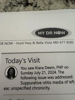 I took my 1 year old in for a possible ear infection and Dr. Deem and the staff were friendly and got us back fairly quickly.