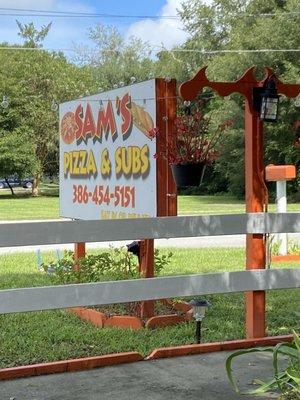 Patio and Sign