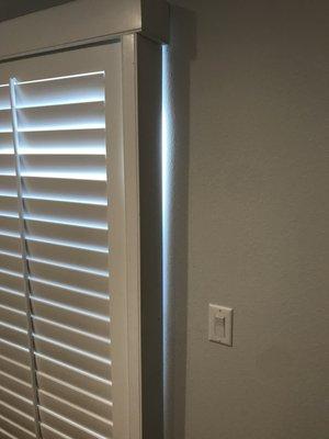 huge gap between shutters and wall.