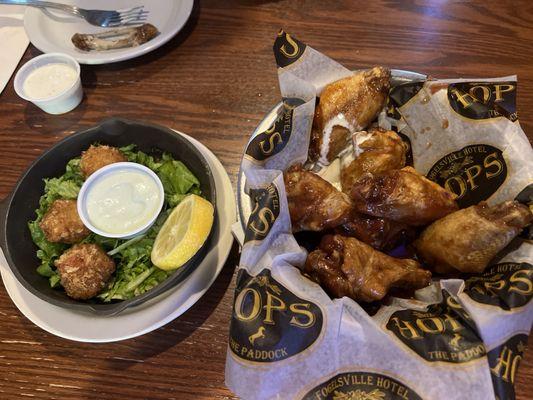 Wasabi Crab & Shrimp Balls, and Sam Adams BbQ Wings!!!! So Yummy!!