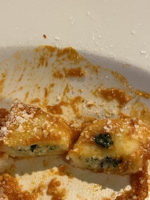 Inside of spinach gnocchi