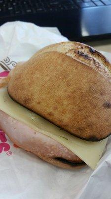 Ham, American cheese, bacon and honey mustard sauce on a Ciabatta roll