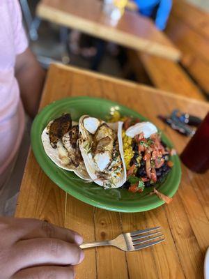 My husband's fish tacos.  He said it was the best thing he'd eaten all trip!