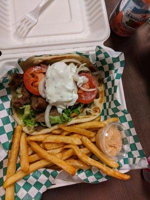 Lamb gyro with side of fries - delicious!