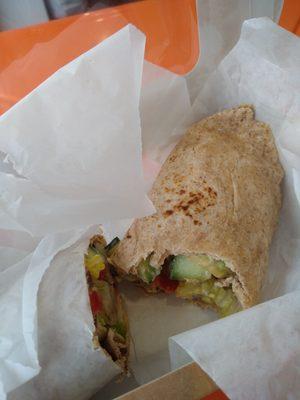 Hummus Wrap - A good vegetarian choice, crunchy with delicious subtle flavors.