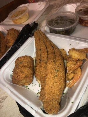 Fried corn fried shrimp fried fish hot and Ready Corn on the Cob Shrimp & Catfish with 2 Sides