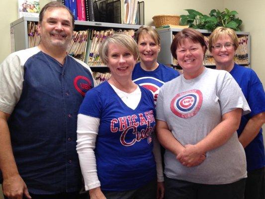 Dr. Siewert and his staff supporting their Cubbies!