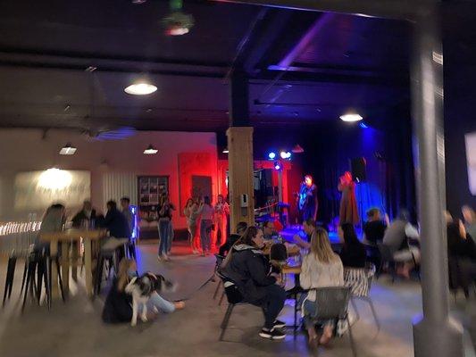 Inside taproom with another stage