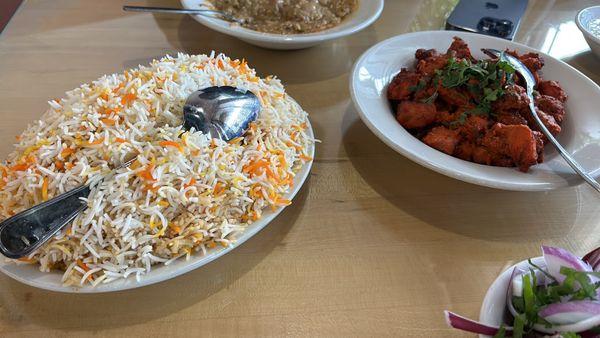 Mutton biryani and Chicken 65