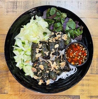 Grilled LaLot Leaf  Beef with Rice Noodles