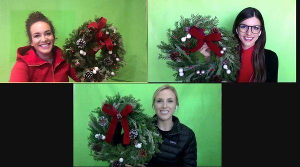 We took the morning off from our green screen speech therapy sessions and had the best time wreath-making "together" from home!