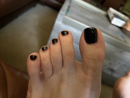 Pedicure with regular nail polish